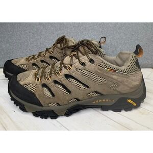 Merrell Moab 2 Ventilator Low Mens 9.5 Walnut Beige Mid Hiking Trail Boots Shoes